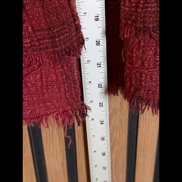 Free People Sweater Large Womens Red Playing in Plaid Pullover Frayed Drawstring - Picture 4 of 7